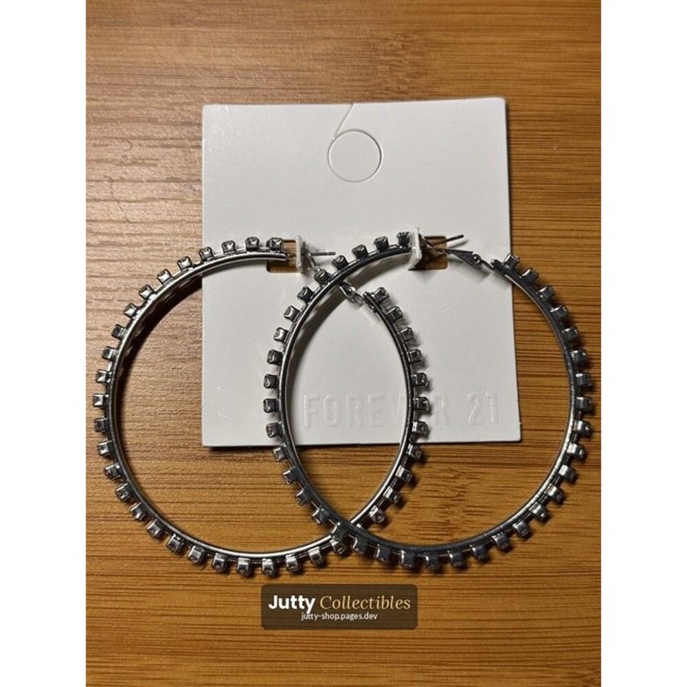 black beaded rhinestone edge hoop earrings boho chic nwt